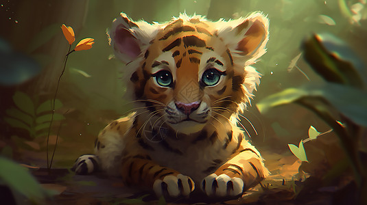 可爱小动物老虎插画图片