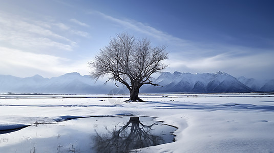 雪中的树图片