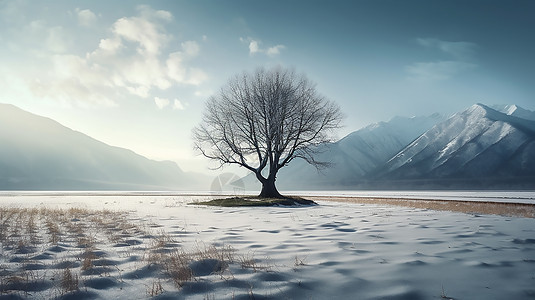 雪中的树风景风光图片