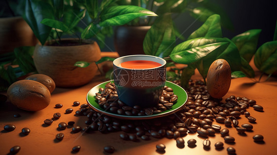 植物咖啡饮料商业图片