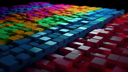 彩色方块抽象几何图片