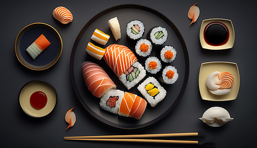 一份日式特色寿司套餐背景图片