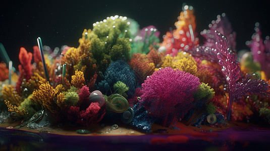 彩色珊瑚微生物图片