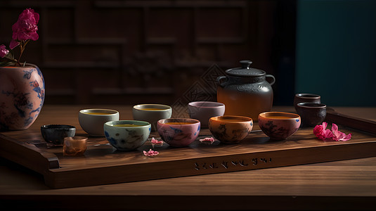 五彩陶瓷茶杯图片