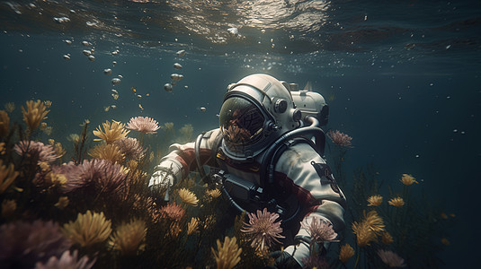 水中行走的宇航员图片