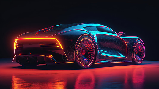 酷炫汽车背景未来设计感的超跑插画