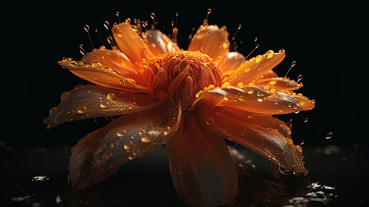 重阳节橙色的菊花装饰物插画