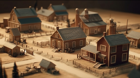 整齐的小村落模型图片