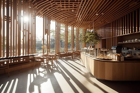现代咖啡馆面包店简约设计背景图片