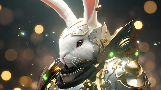 穿着黄金盔甲的兔子战士图片