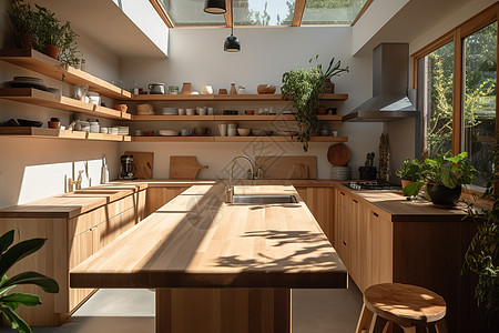 光线明亮的现代厨房图片