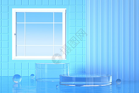 蓝色玻璃展台图片