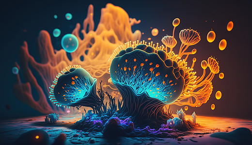 橙色发光的梦幻海底细菌图片