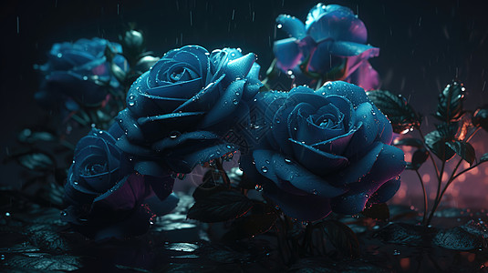 雨中多头玫瑰图片