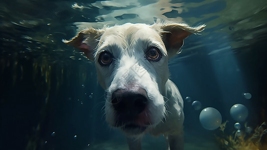 潜水的小狗图片