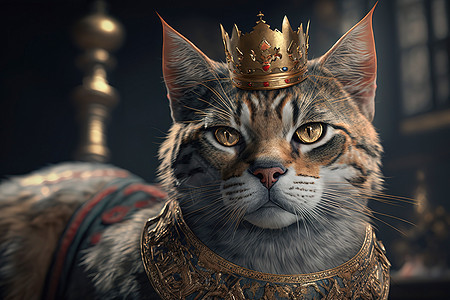 带着皇冠国王庄严的猫图片