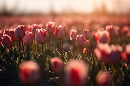 阳光下的郁金香花朵图片