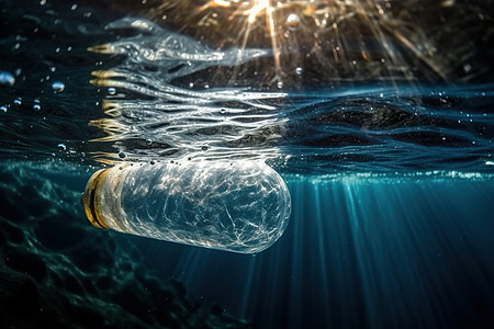 海洋污染海洋垃圾塑料瓶背景图片