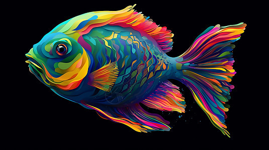 手绘彩色的鱼图片