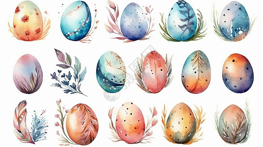 复活节彩蛋插画背景背景图片