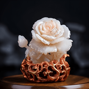 白玉玫瑰翡翠雕刻素材高清图片