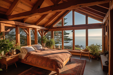 海边度假酒店卧室海景房设计图片