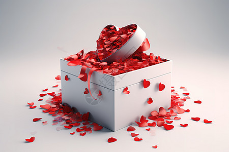 白色背景下浪漫心形礼物盒图片
