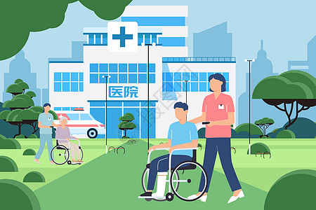 护士节医院护士推轮椅图片
