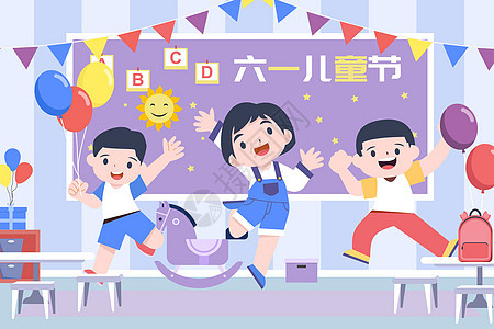 61儿童节小学生庆祝节日背景图片