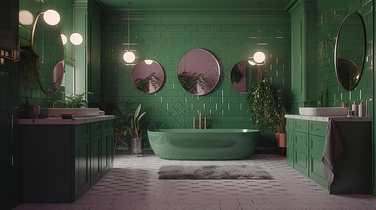 绿色浴室图片