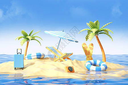 椰树夏季沙滩场景设计图片