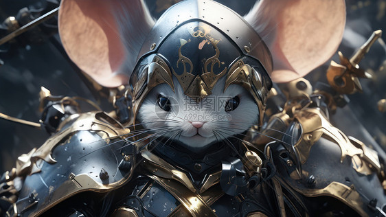 小白鼠战士穿金属质感盔甲图片
