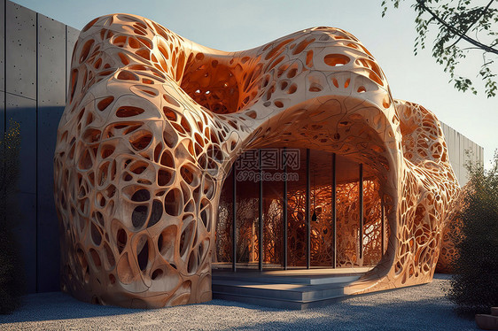 3D抽象的建筑网格设计图片