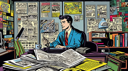 办公室工作的男人插画图片