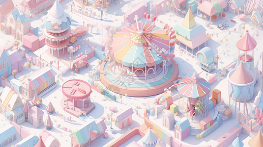 可爱的梦幻粉色卡通游乐场背景图片
