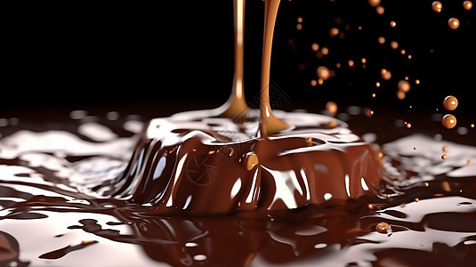 飞溅浇筑巧克力甜品背景图片