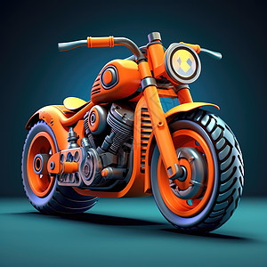 3D卡通摩托车写实插画图片
