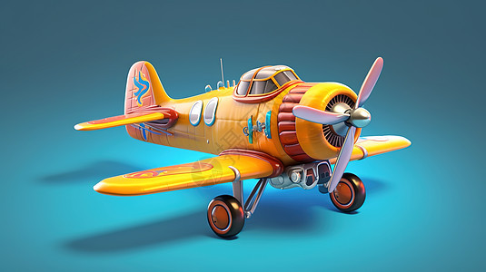 卡通飞机玩具模型插画图片