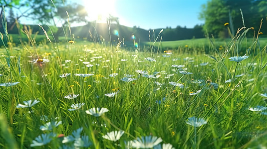 夕阳下的花丛图片