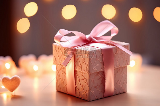 浪漫情人节粉色礼物盒图片