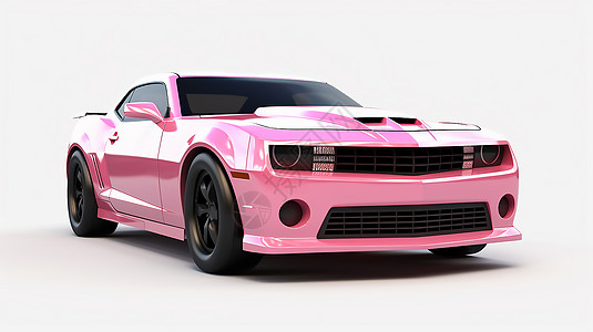 白色背景上一辆粉红色现代豪华跑车模型图片