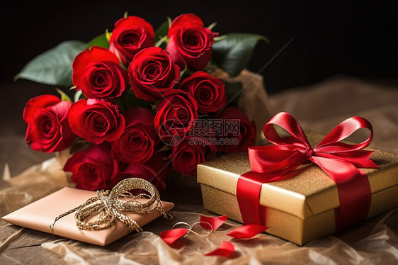 520情人节红色玫瑰花朵礼物图片