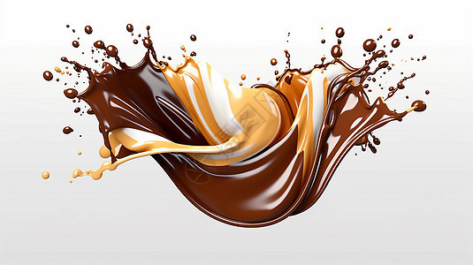 幻想抽象的飞溅的旋转的奶油巧克力焦糖背景图片