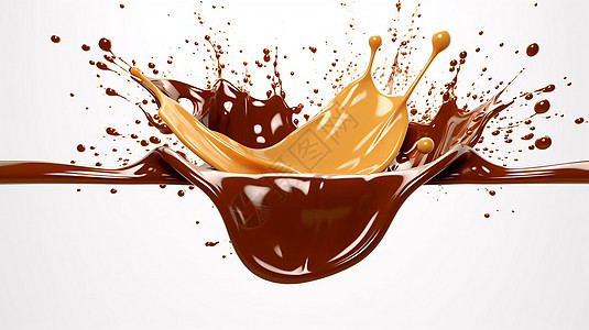 幻想抽象的飞溅的旋转的奶油巧克力焦糖图片