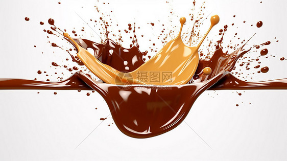 幻想抽象的飞溅的旋转的奶油巧克力焦糖图片