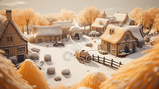 下雪天的微观小农场图片