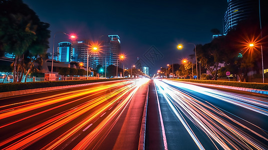 城市公路夜景抽象的夜间汽车交通道路插画