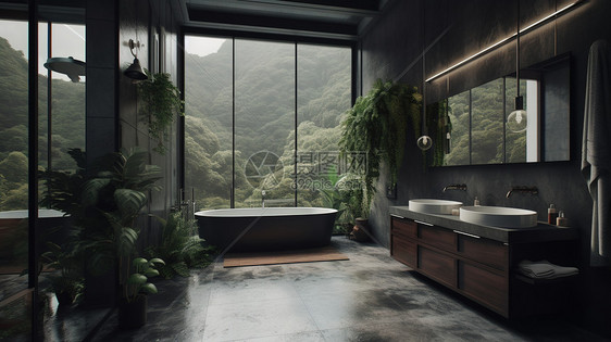 森林中酒店浴室图片