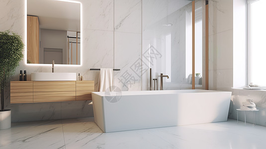 干净整洁温暖的酒店浴室数字艺术图片