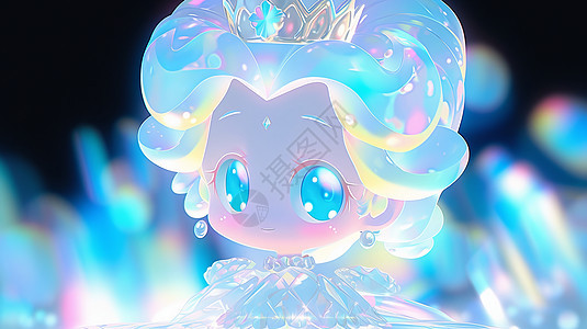 穿水晶裙子戴水晶皇冠的卡通小公主图片